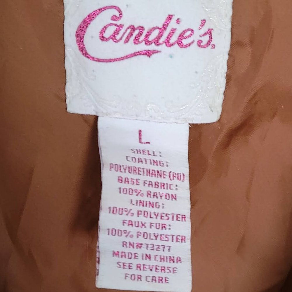 Vintage Candies Faux Leather Bomber Jacket Size Large… Gem